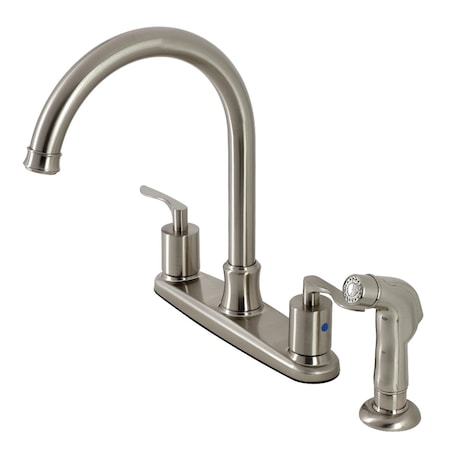 Kingston Brass FB7798SVLSP Centerset Kitchen Faucet with Plastic Sprayer, Brushed Nickel FB7798SVLSP